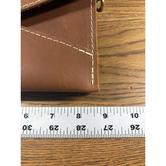Portland Leather Works Purse Womens Brown Small Stitched Envelope Crossbody New - Picture 3 of 14